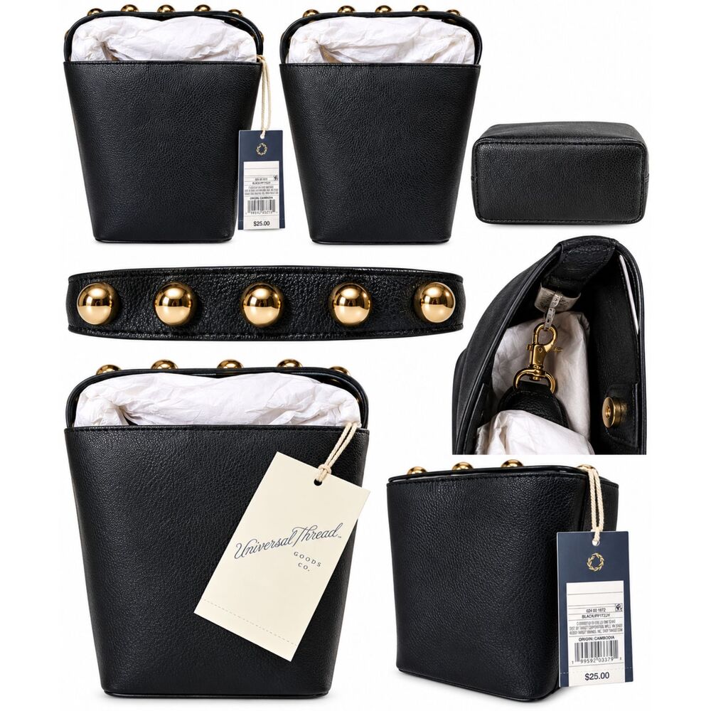 Universal Thread Black Studded Bucket Crossbody bag